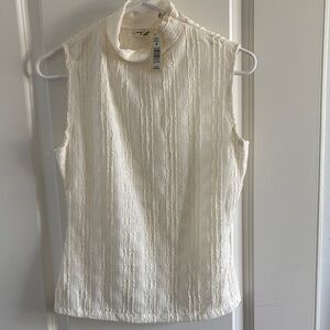 Max Studio Textured Cream Sleeveless Blouse